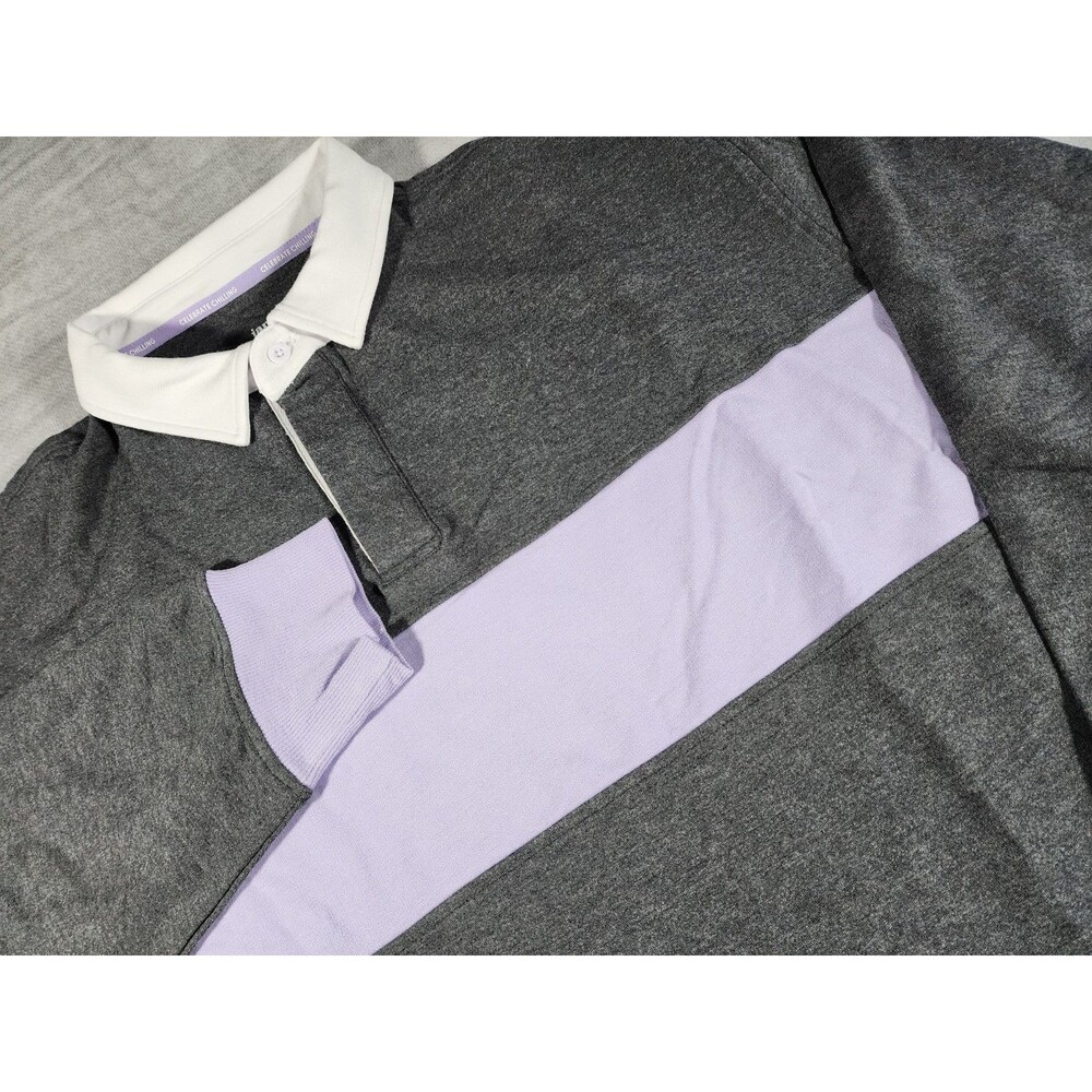 Jambys Hugby Rugby Unisex 3XL Gray and Lavender Long Sleeve Collared Shirt